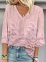 Print Casual V Neck Long Sleeve T-Shirt