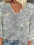 Starry Sky V Neck Casual Blouse