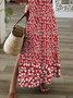 Women's Floral Spring Print Casual V Neck Short Sleeve Dress