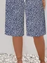 Women's Spring and Summer Floral Print Casual Straight Tie Cropped Pants