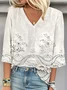 Print Casual V Neck Long Sleeve T-Shirt