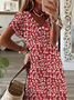 Women's Floral Spring Print Casual V Neck Short Sleeve Dress