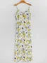 Vacation Regular Fit V Neck Lemon Dress With No
