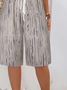 Women's Spring and Summer Striped Print Casual Straight Lace-up Pants