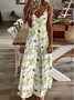 Vacation Regular Fit V Neck Lemon Dress With No