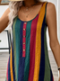 Women's Spring Summer Striped Printed Casual Sleeveless Dress