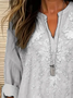 Women's Spring Summer Floral Print Casual Long Sleeve V-Neck Shirt