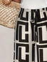 Women's Spring and Summer Geometric Print Casual Straight Lace-up Pants