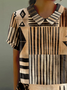 Striped Loose Shawl Collar Vintage T-Shirt