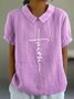 Loose Shawl Collar Cotton Simple Blouse