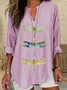 Casual Animal Shawl Collar Blouse