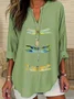 Casual Animal Shawl Collar Blouse