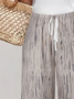 Women's Spring and Summer Striped Print Casual Straight Lace-up Pants