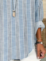Women's Spring and Summer Striped Printed Casual Long Sleeve V-Neck Shirt
