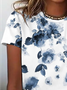 Women's Spring and Summer Floral Print Casual Short Sleeve Crew Neck T-Shirt