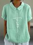 Loose Shawl Collar Cotton Simple Blouse