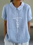 Loose Shawl Collar Cotton Simple Blouse