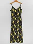 Vacation Regular Fit V Neck Lemon Dress With No