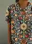 Ethnic Geometry Shawl Collar Vintage T-Shirt