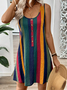 Women's Spring Summer Striped Printed Casual Sleeveless Dress
