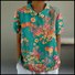 Floral Shawl Collar Casual T-Shirt