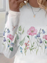 Women's Floral Spring Print Long Sleeve Crew Neck T-Shirt