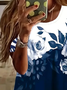 Women's Floral Spring Print Crew Neck Short Sleeve T-Shirt