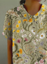Women's Floral Spring Print Lapel Short Sleeve Shirt