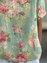 Women's Floral Spring Print Lapel Short Sleeve Shirt
