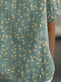 Women's Floral Spring Print Lapel Short Sleeve Shirt