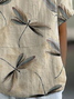 Women's Spring Dragonfly Print Lapel Short Sleeve Shirt