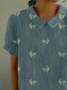 Women's Floral Spring Print Lapel Short Sleeve Shirt