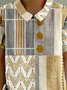 Vintage Shawl Collar Ethnic Geometry T-Shirt