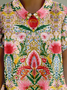 Casual Ethnic Loose Shawl Collar T-Shirt