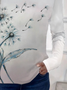 Women's Floral Spring Print Long Sleeve Crew Neck T-Shirt