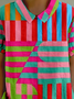 Casual Loose Shawl Collar Striped T-Shirt