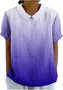 Ombre Casual Cotton Loose Blouse