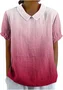 Ombre Casual Cotton Loose Blouse