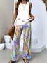 Regular Fit Casual Crew Neck Two-Piece Set With No