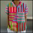 Casual Loose Shawl Collar Striped T-Shirt