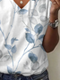 Women's Spring and Summer Floral Print Casual V-Neck Short Sleeve T-Shirt