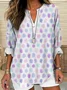 Casual Loose Shawl Collar Cotton Blouse