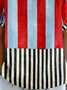 Multicolor Block Vintage Loose Shawl Collar T-Shirt