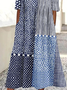 Multicolor Block Crew Neck Loose Casual Dress With No