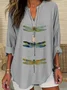 Casual Animal Shawl Collar Blouse