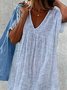 Casual Striped Cotton Dress With No Belt