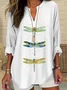 Casual Animal Shawl Collar Blouse