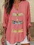 Casual Animal Shawl Collar Blouse