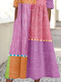 Multicolor Block Crew Neck Loose Casual Dress With No