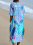 Casual V Neck Cotton-Blend Dress With No